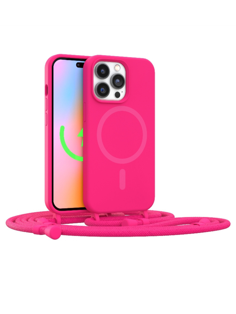Neon Pink Crossbody iPhone Case With MagSafe
