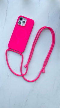 Neon Pink Crossbody iPhone Case With MagSafe