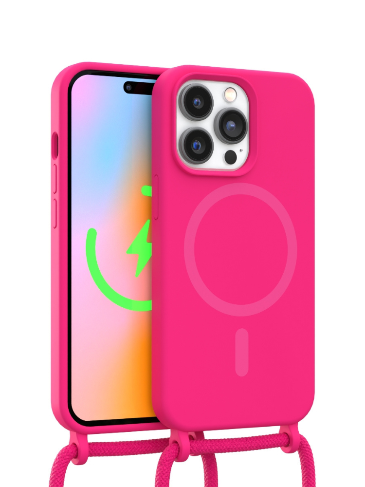 Neon Pink Crossbody iPhone Case With MagSafe