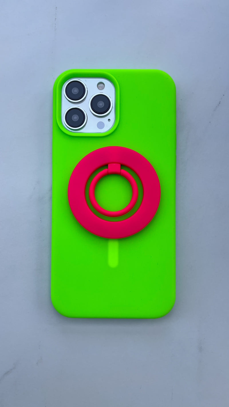 Neon Pink MagSafe Ring Grip and Stand