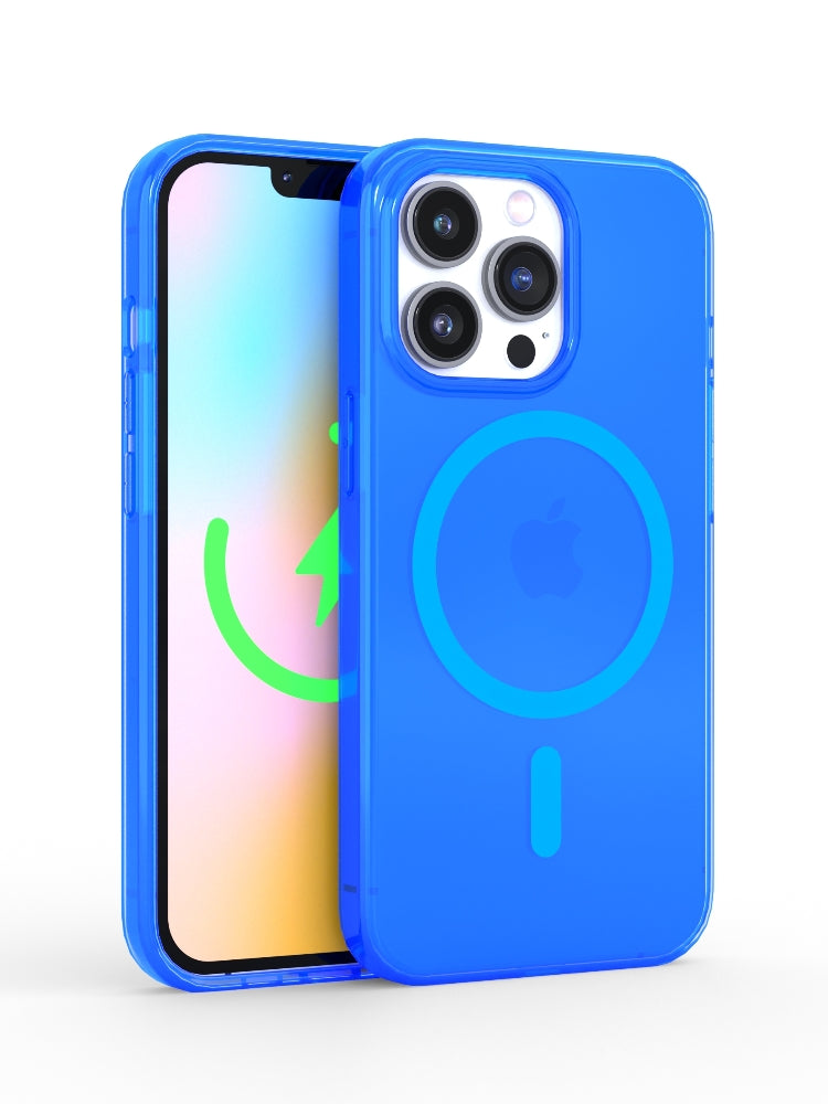 Neon Blue Crystal Clear iPhone Case - Main Image