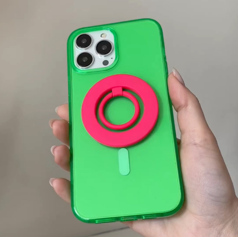 Neon Pink MagSafe Ring Grip and Stand