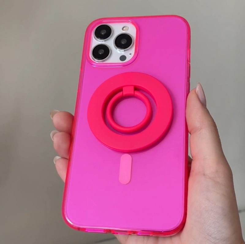 Neon Pink MagSafe Ring Grip and Stand