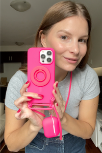 Neon Pink Crossbody iPhone Case With MagSafe