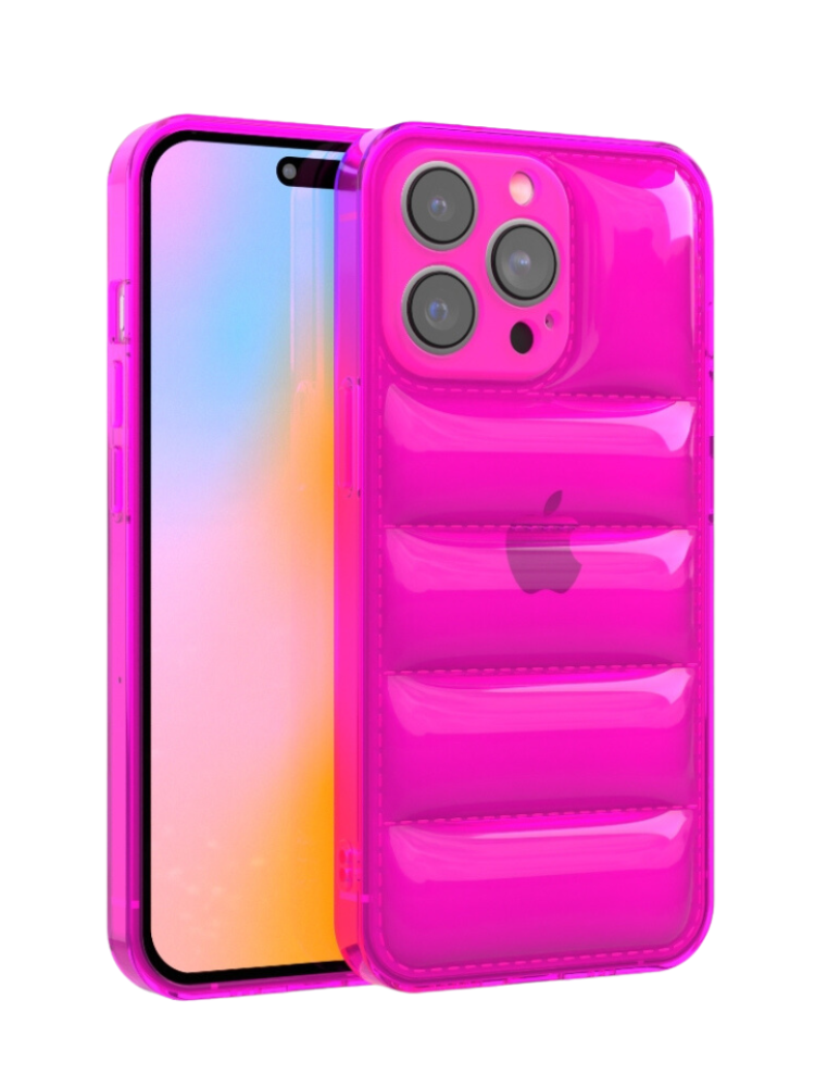 こきんちゃん THE PUFFER CASE iPhone15Pro こきんちゃん THE PUFFER CASE iPhone15Pro Neon Pink Puffer