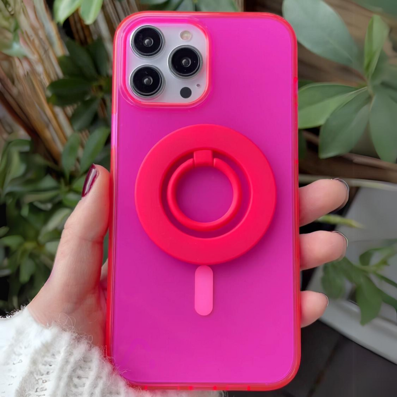 Neon Pink MagSafe Ring Grip and Stand