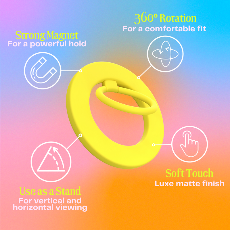 Neon Yellow MagSafe Ring Grip and Stand