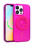 Neon Pink Crystal Clear iPhone Case With MagSafe Ring Grip Bundle