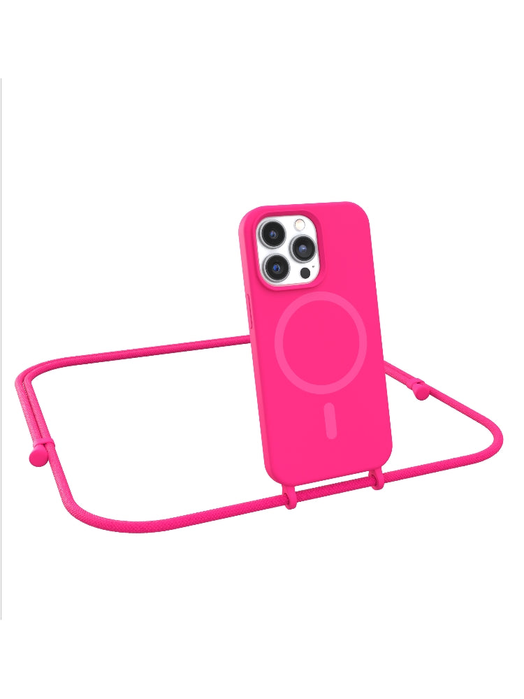 Neon Pink Crossbody iPhone Case With MagSafe