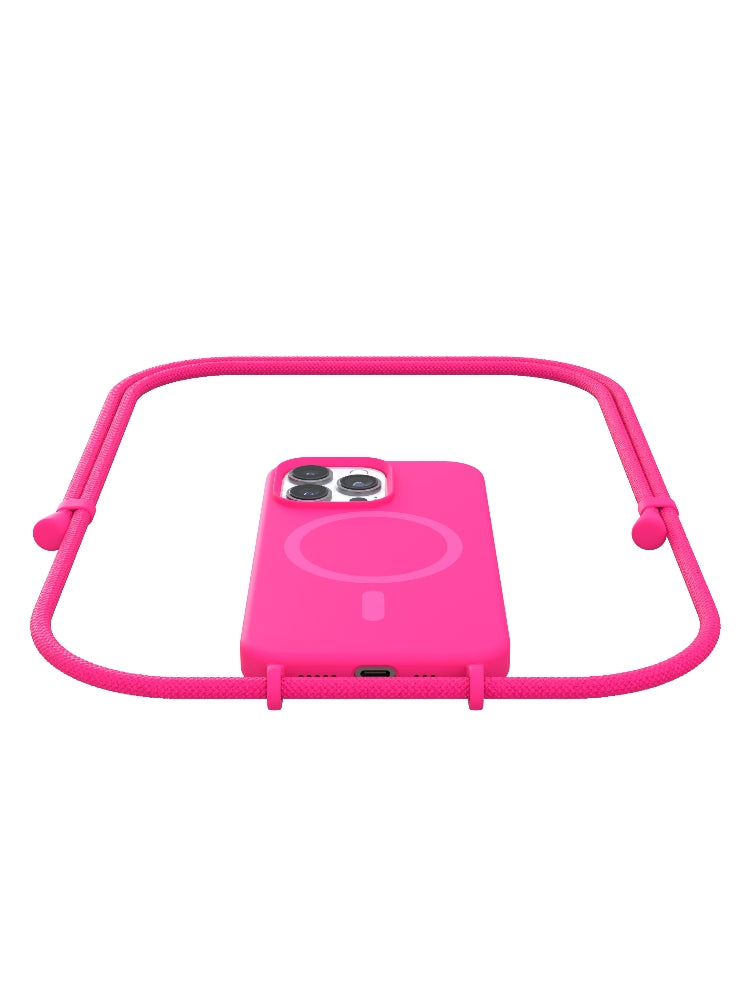 Neon Pink Crossbody iPhone Case With MagSafe