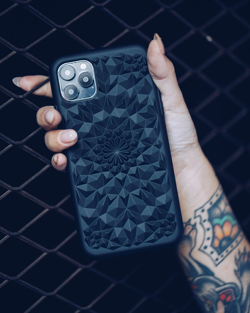 Matte Black Kaleidoscope iPhone Case