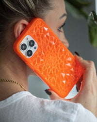 Neon Orange Kaleidoscope iPhone Case