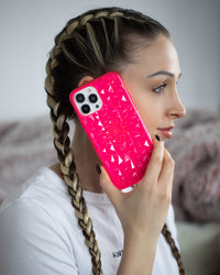Neon Pink Kaleidoscope iPhone Case