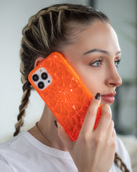 Neon Orange Kaleidoscope iPhone Case