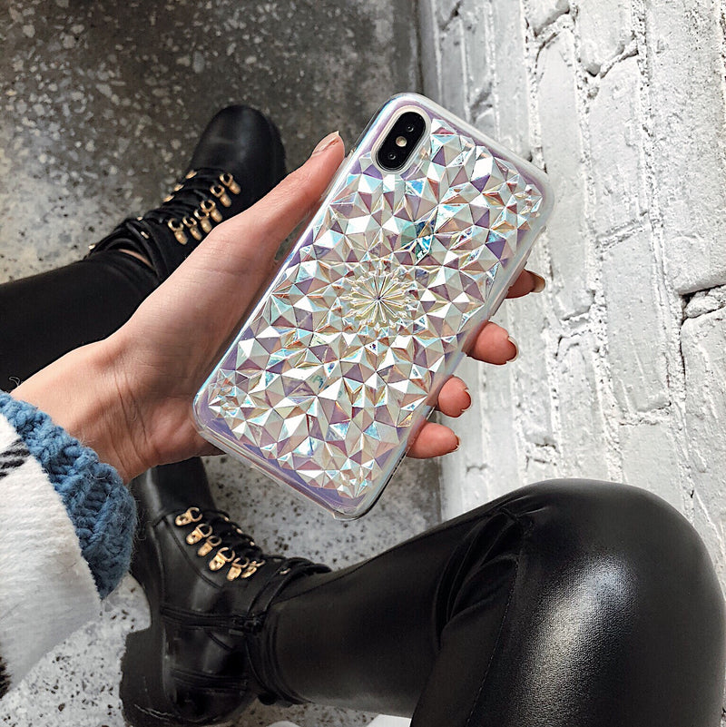 Clear Cosmic Holographic Kaleidoscope iPhone Case