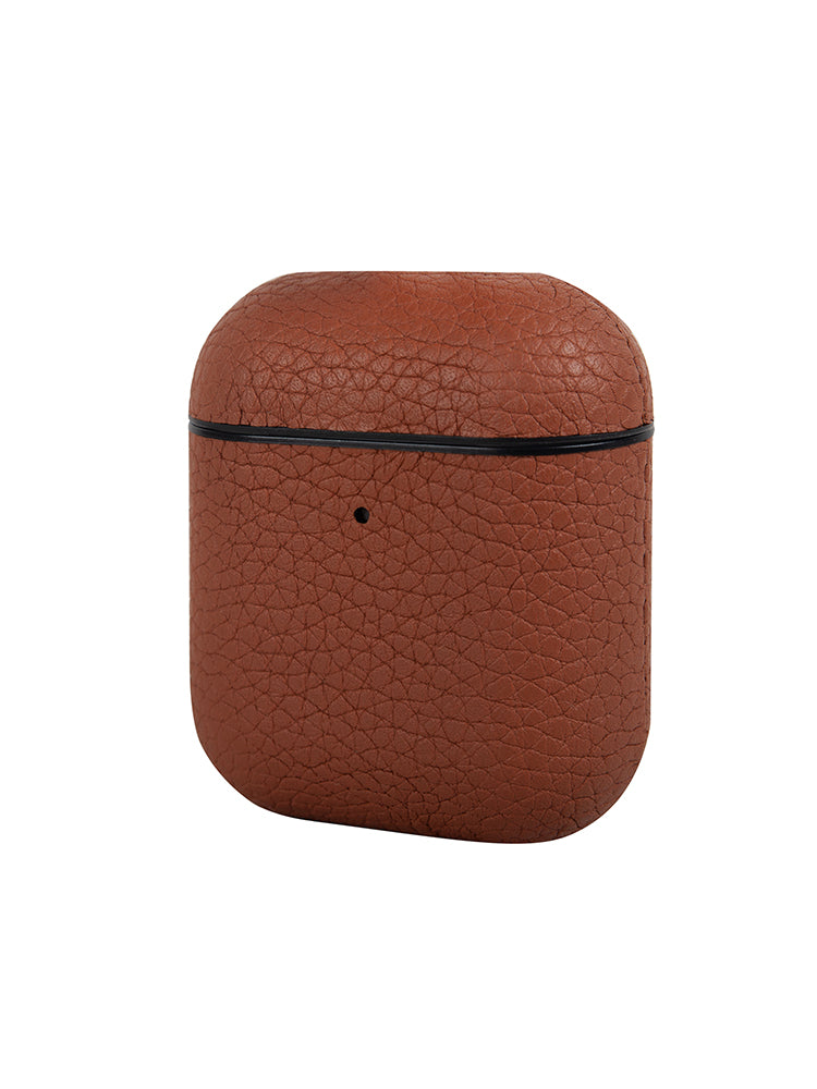 Brown Pebbled Leather AirPods Case
