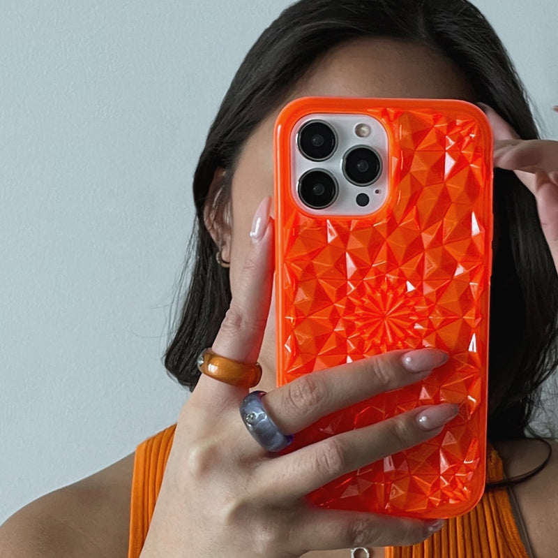 Neon Orange Kaleidoscope iPhone Case