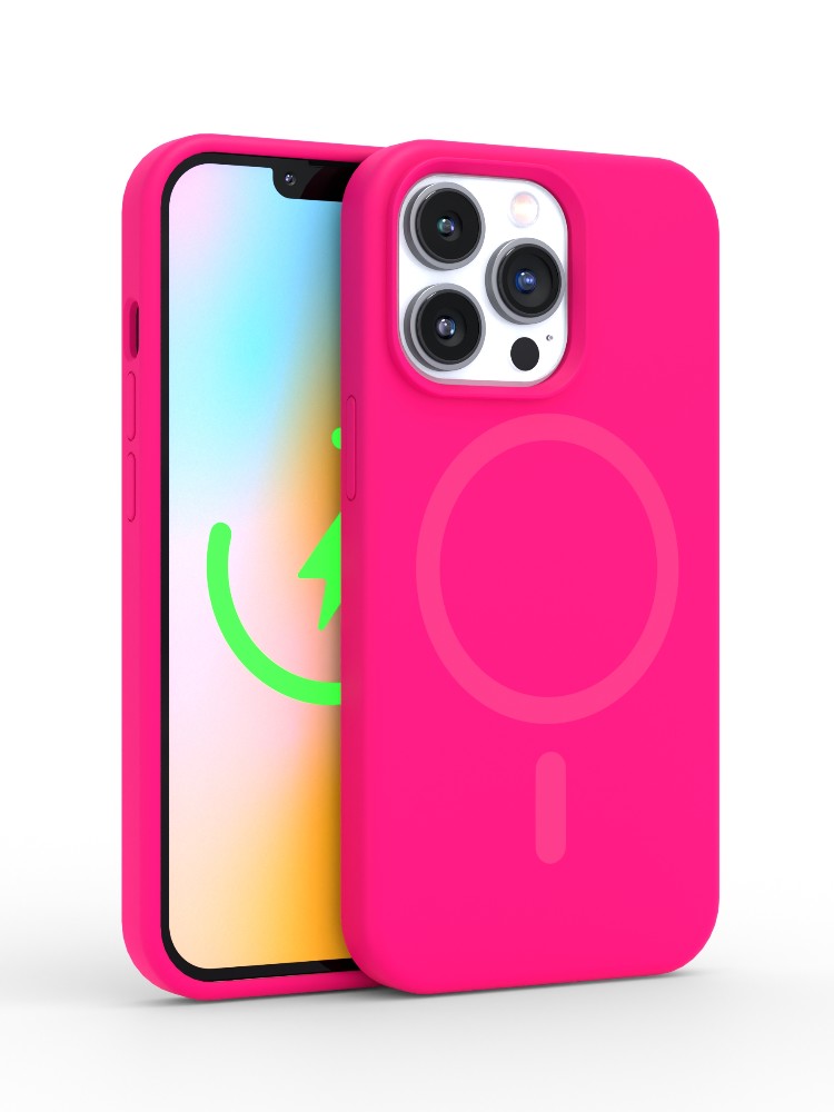 Neon Pink Silicone iPhone Case iPhone 13 Pro Max / With MagSafe +$8 Neon Pink Silicone iPhone Case iPhone 13 Pro Max / With MagSafe +$8