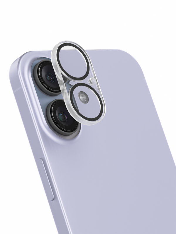 Close-up image of a premium camera lens protector compatible with iPhone 17 Pro Max, iPhone 16 Pro Max, iPhone 15 Pro Max, and iPhone 14 Pro Max. The tempered glass precisely covers each camera lens, featuring a slim fit, anti-scratch coating, and high transparency. Subtle reflections highlight the crystal-clear surface and metal ring accents, offering durable protection without compromising photo quality or camera performance.