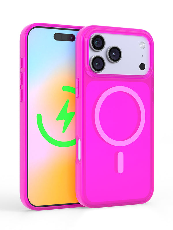 Neon Pink Crystal Clear iPhone Case