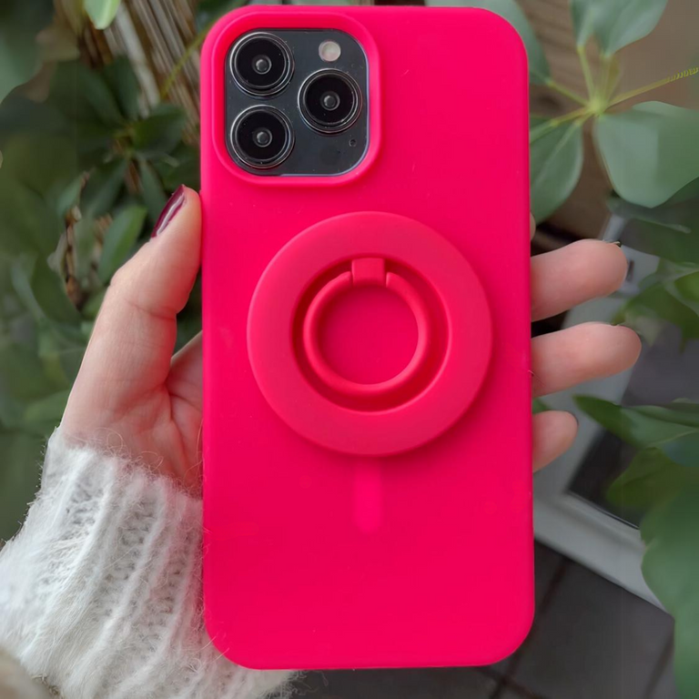 Neon Pink MagSafe Ring Grip and Stand