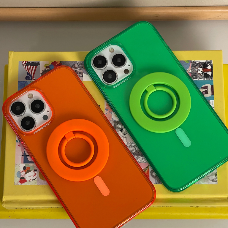 Neon Orange MagSafe Ring Grip and Stand