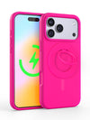 Neon Pink Silicone iPhone Case With MagSafe Ring Grip Bundle