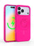Neon Pink Silicone iPhone Case With MagSafe Ring Grip Bundle