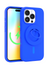 Neon Blue Silicone iPhone Case With MagSafe Ring Grip Bundle