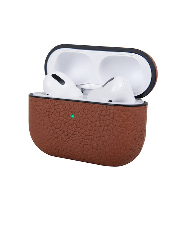 Brown Pebbled Leather AirPods Case