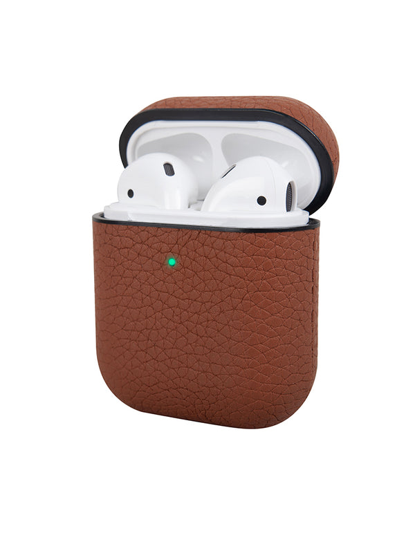 Brown Pebbled Leather AirPods Case