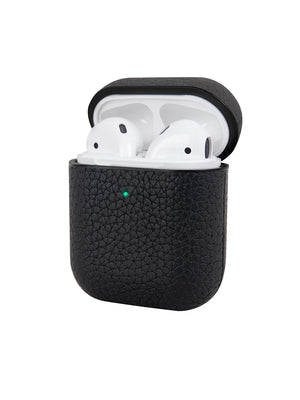 Black Pebbled Leather AirPods Case